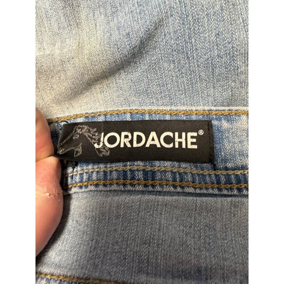 Jordache Light Wash Distressed Denim Jeans Bootcut High Rise Worn Hem Size 12 - Picture 8 of 14